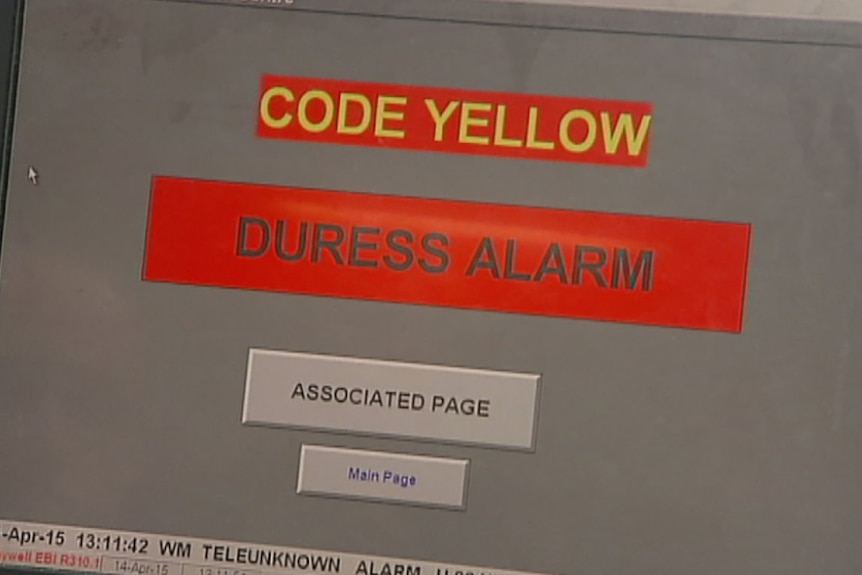 A yellow alert warning flashes on the security system at Woodford Correctional Centre.