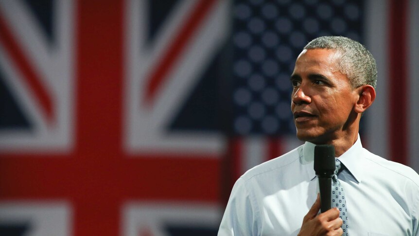 US President Barack Obama speaks at an event in central London