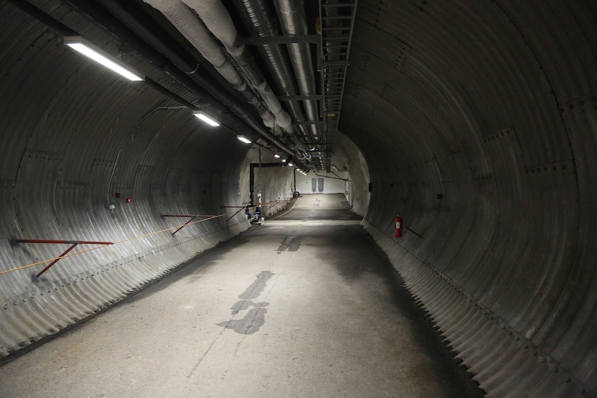 The tunnel that leads deep into the Artic bedrock that holds the collection of the Global Seed Vault.