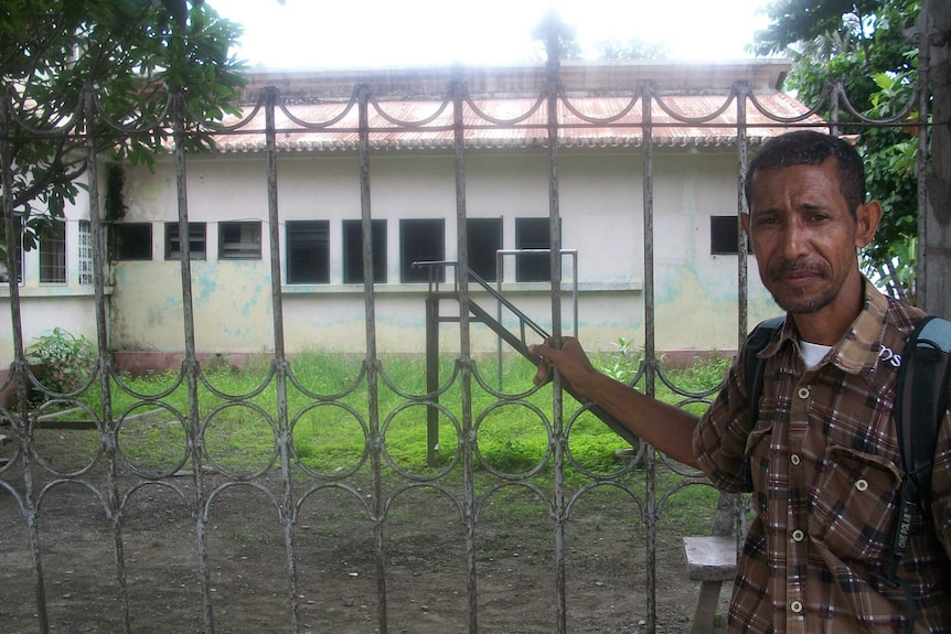 Petrus in front of the orphanage in Dili