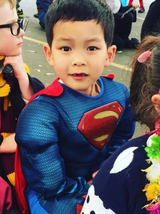 Nathan Ung at his Book week parade dressed as Superman