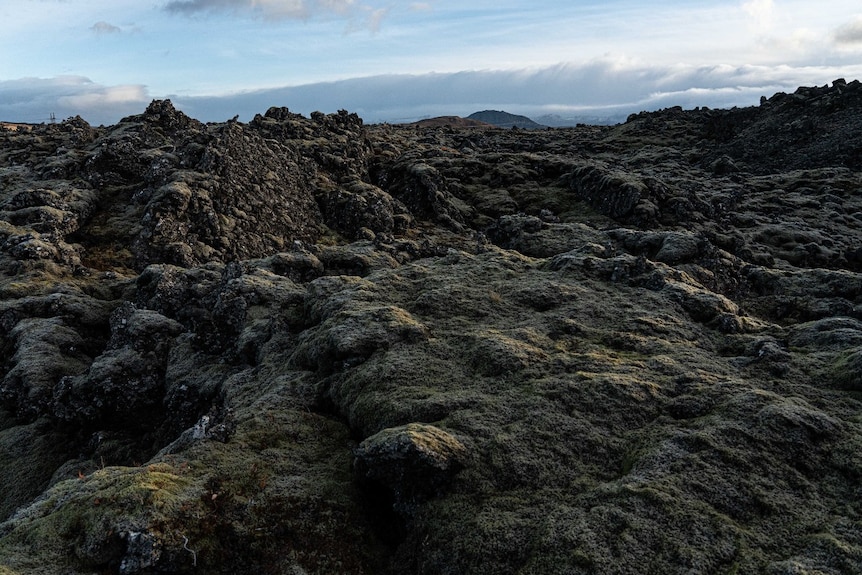 A baren, rocky landscape comprised of dried lava.
