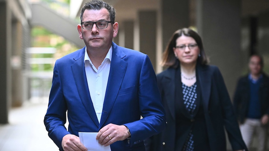 Victorian Premier Daniel Andrews arrives to speak to the media on June 15, 2020 in Melbourne.