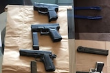 A collection of guns found in Waverley, NSW on February 28, 2017.