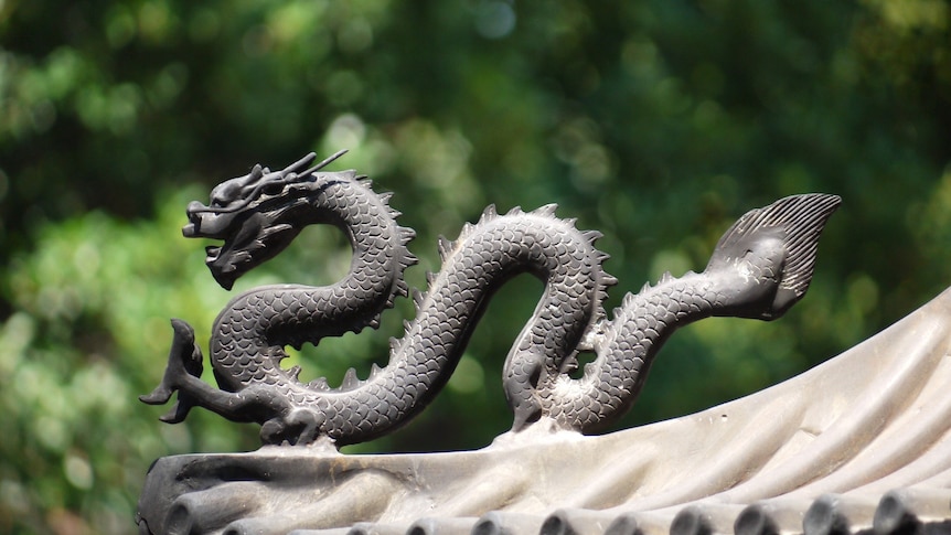 A dragon on the roof in China