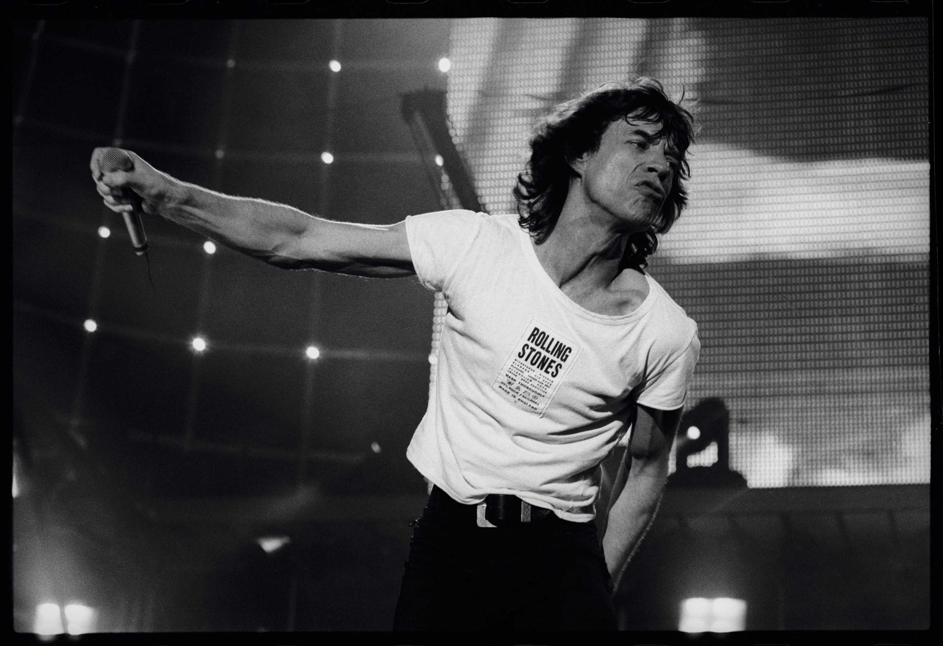 Mick Jagger singing.