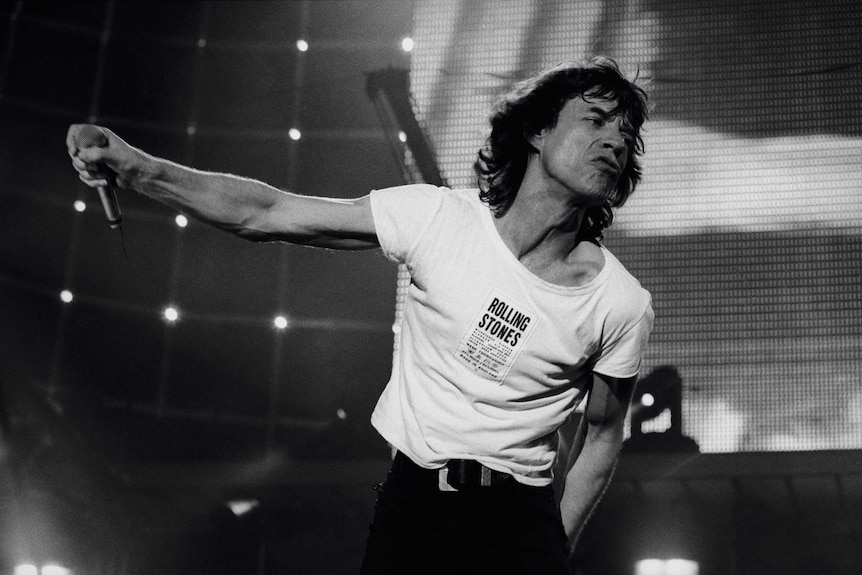 Mick Jagger singing.