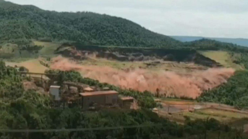 The terrifying moment an entire hillside collapsed in the Brazil dam disaster