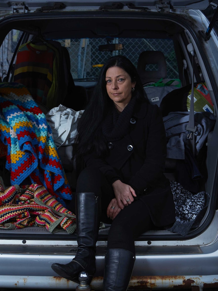 Jody, an ex-Australian Defence Force employee who slept in her van for 31⁄2 months after being forced from her rental due to the sale of the property.