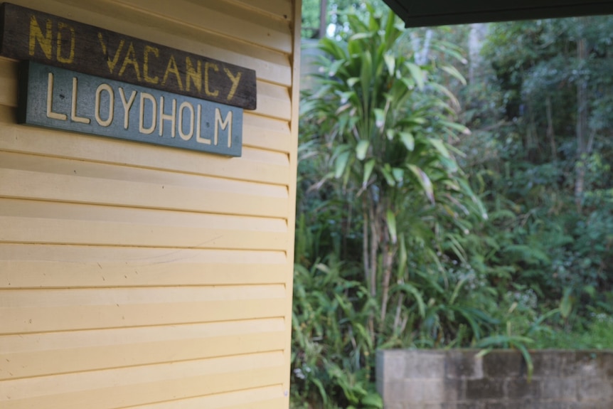 A sign outside one of the Buttery houses reads no vacancy