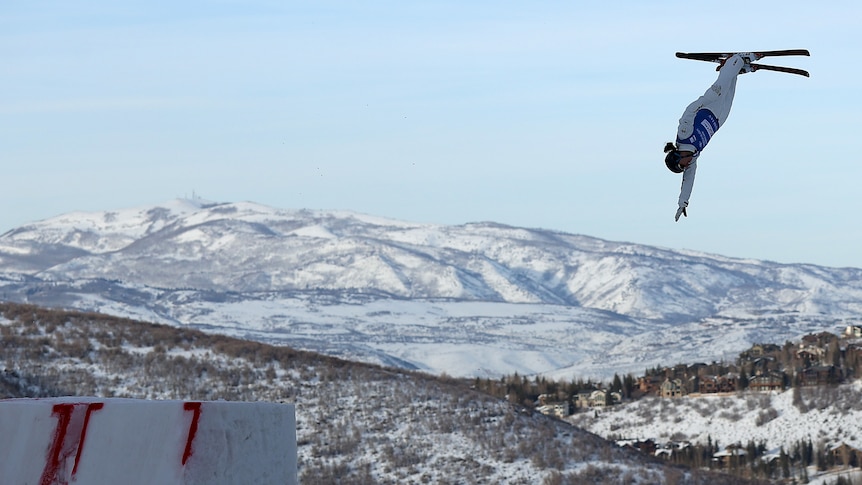 Aerial skier jumps