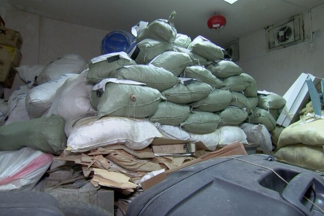 A pile of drugs at a Beirut police station