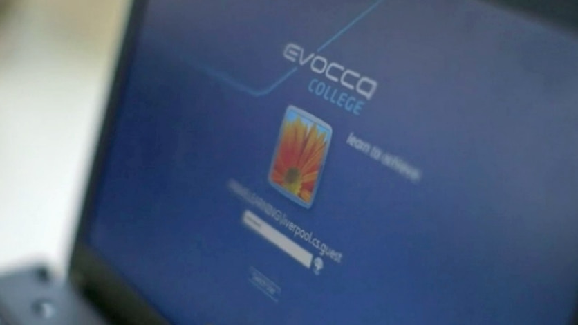 Evocca College log-in screen