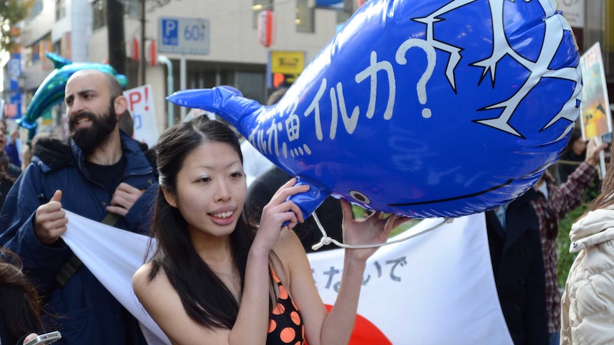 Anti-whaling protesters gather in Tokyo