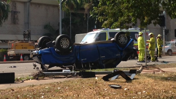 Scene of fatal accident on Stuart Highway in Darwin suburb of Parap.