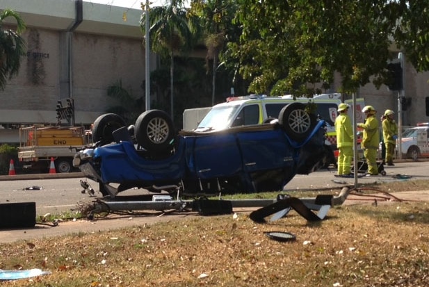 Scene of fatal accident on Stuart Highway in Darwin suburb of Parap.