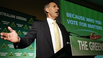 Bob Brown launches Greens election campaign at the National Convention Centre in Canberra on August 1, 2010. (AAP)