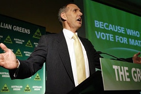 Bob Brown launches Greens election campaign at the National Convention Centre in Canberra on August 1, 2010. (AAP)