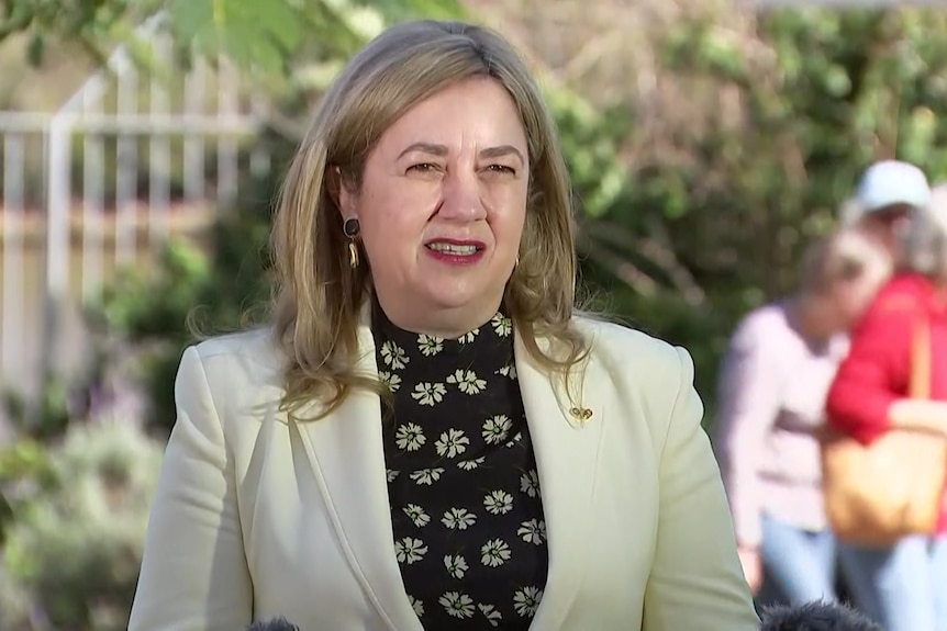 Premier Annastacia Palaszczuk speaking to reporters in Brisbane