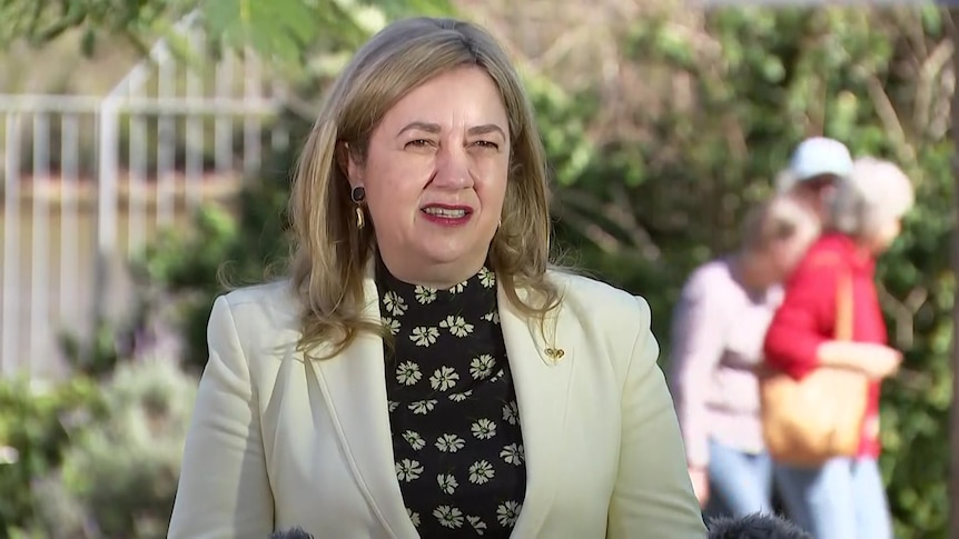 Premier Annastacia Palaszczuk speaking to reporters in Brisbane