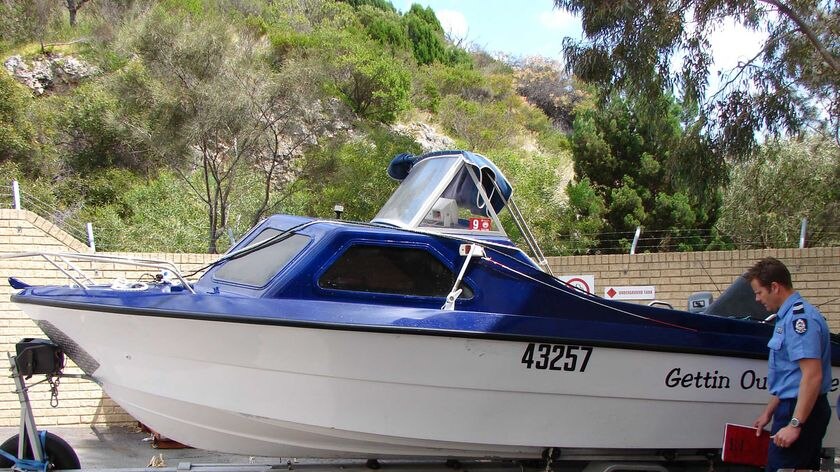 The boat involved in the tragedy after it was recovered from the sea.