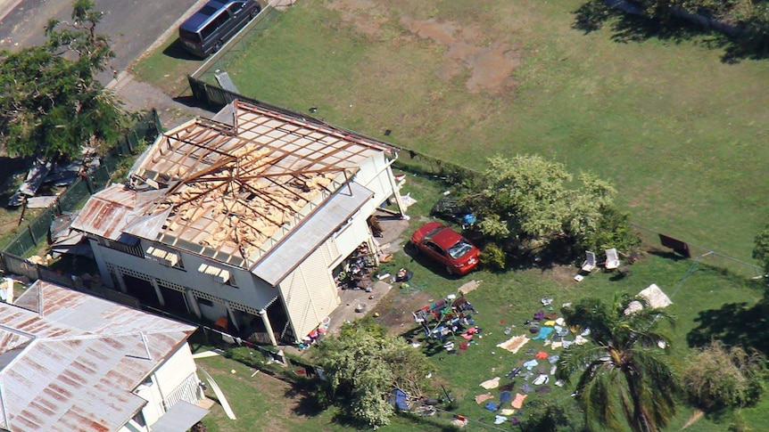 Damage to houses in Rockhampton from Tropical Cyclone Marcia.