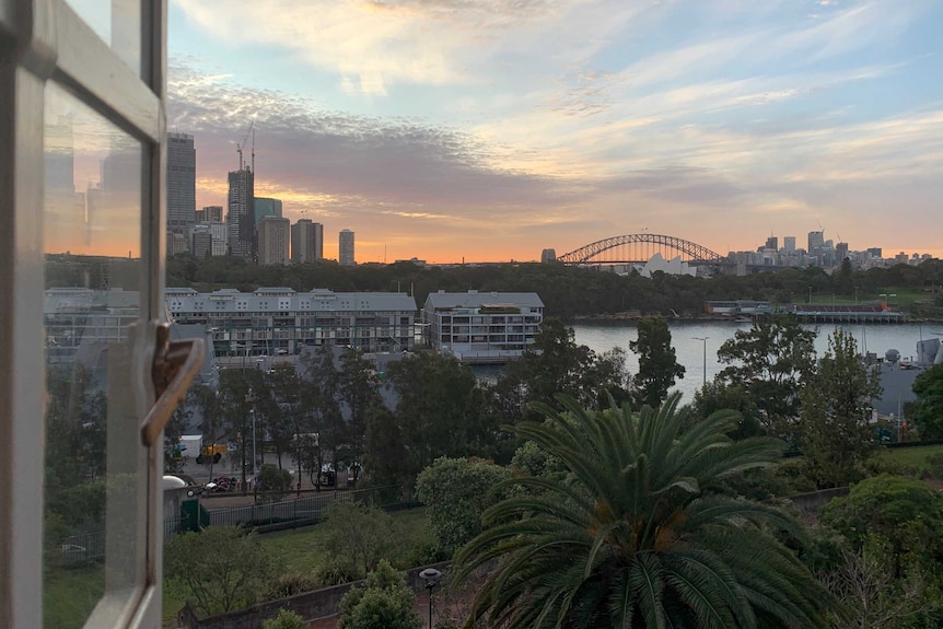 A view of the Sydney harbour bridge, Opera House and CBD