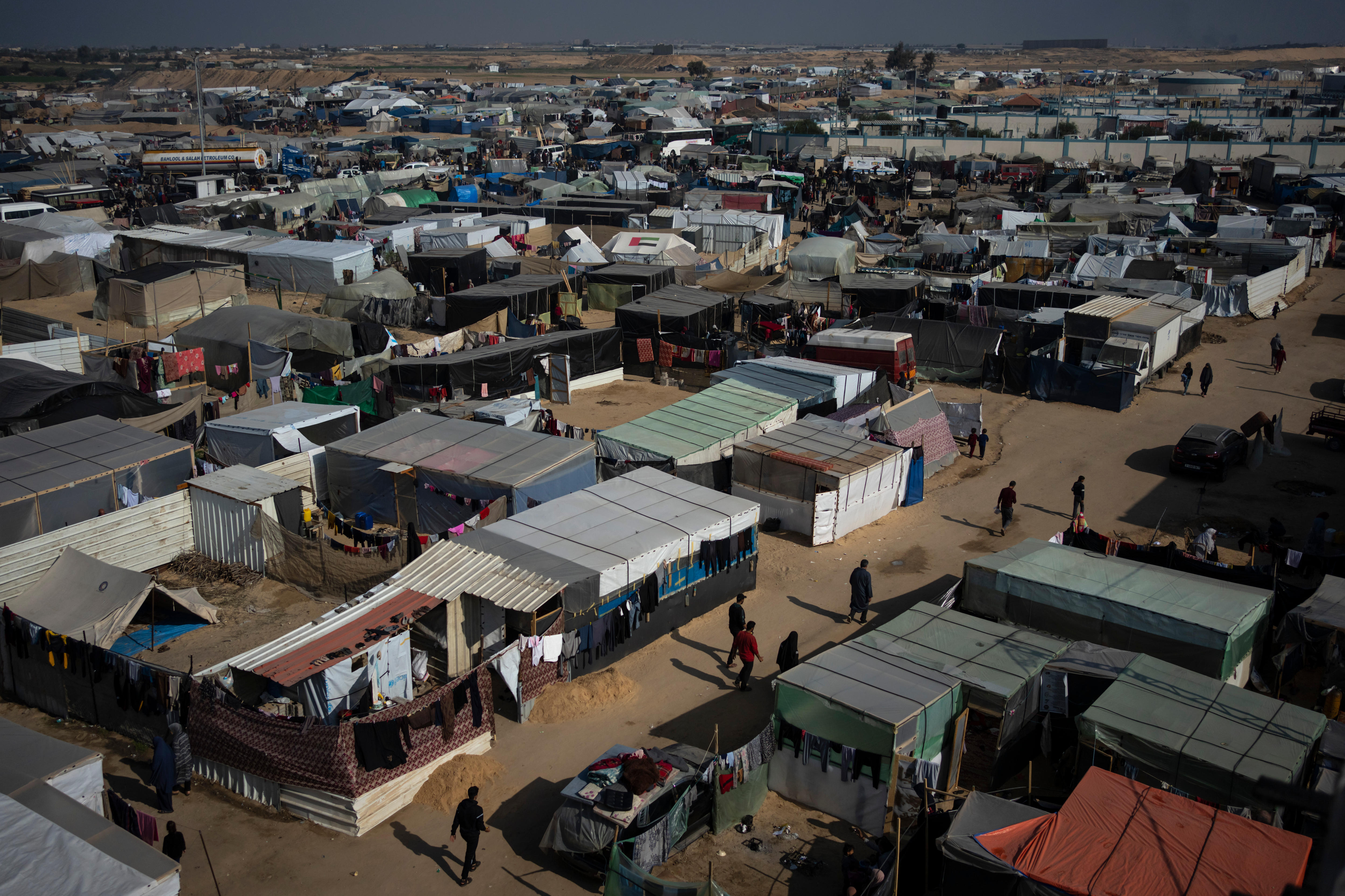 Overhead shot of an area with housing tents 