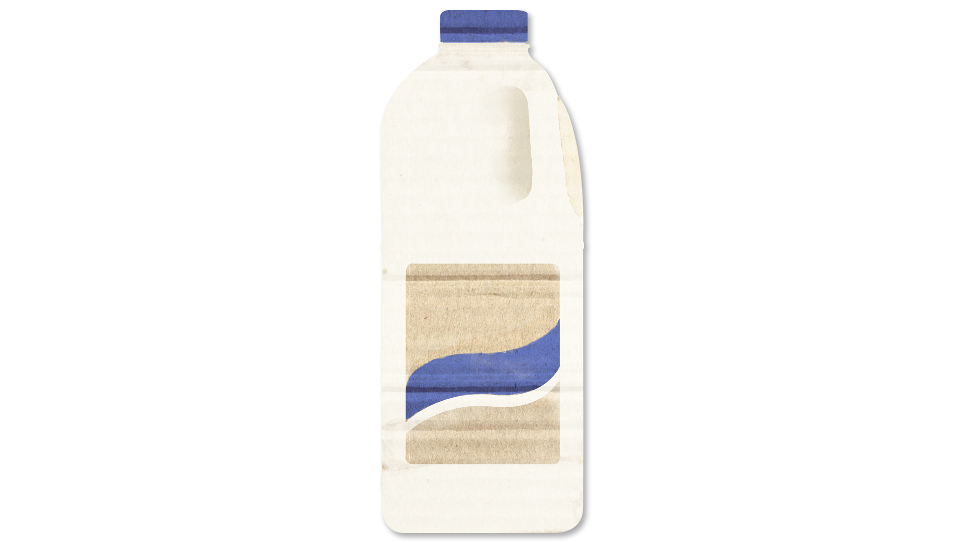 An illustration of a 2-litre milk bottle on a cardboard texture.