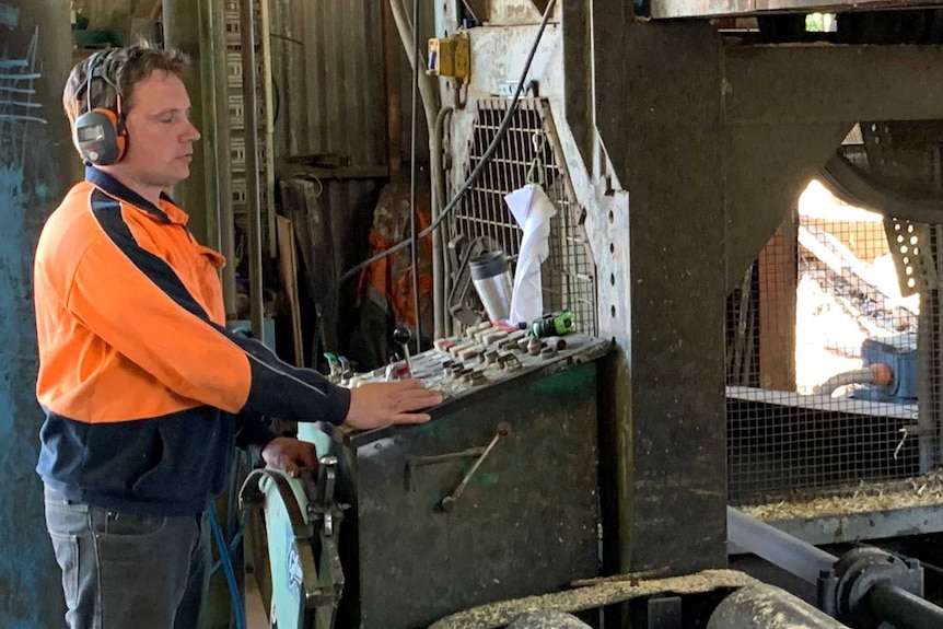 Chris McDonald at work in a timber mill.