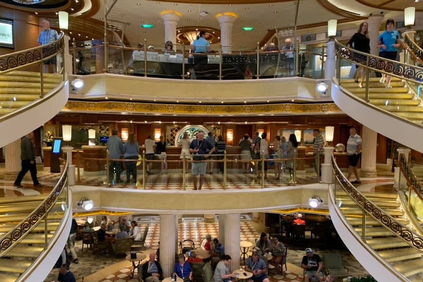 A picture of the Ruby Princess foyer taken by passenger Diane Fish who later tested positive to coronavirus.