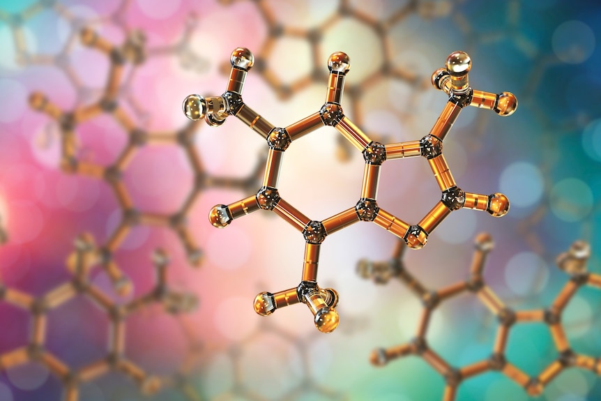 Graphic of  molecular structure of caffeine