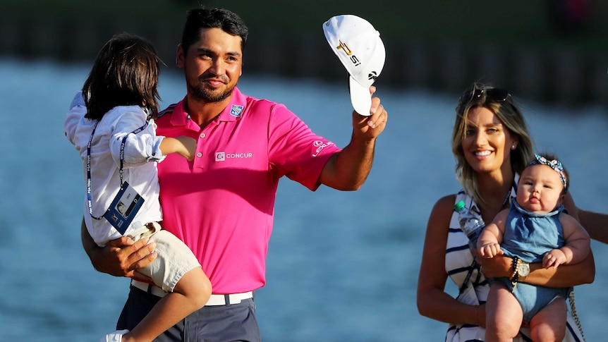 Jason Day with son Dash wife Ellie and daughter Lucy