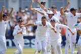 England players celebrate victory in first Ashes Test