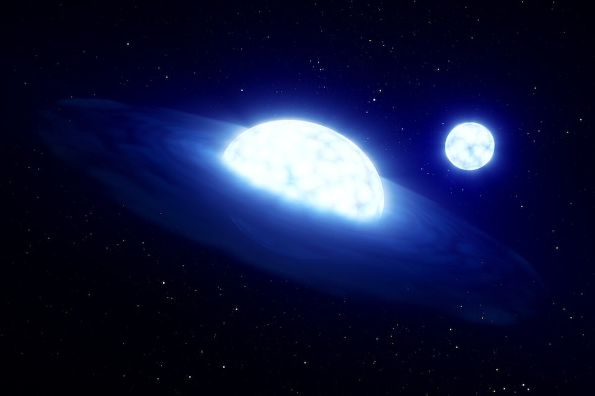 An artists impression of two stars in space