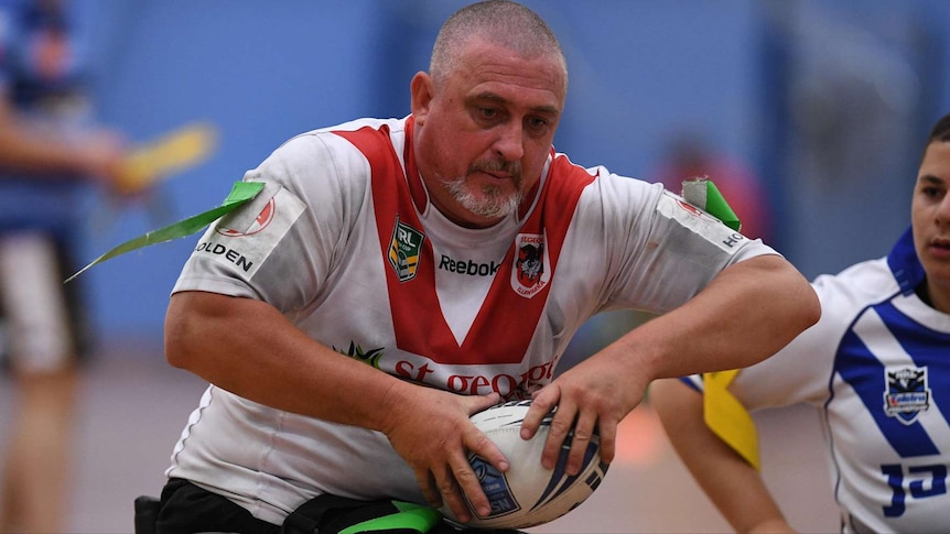 Craig Cannane playing wheelchair rugby league for St George
