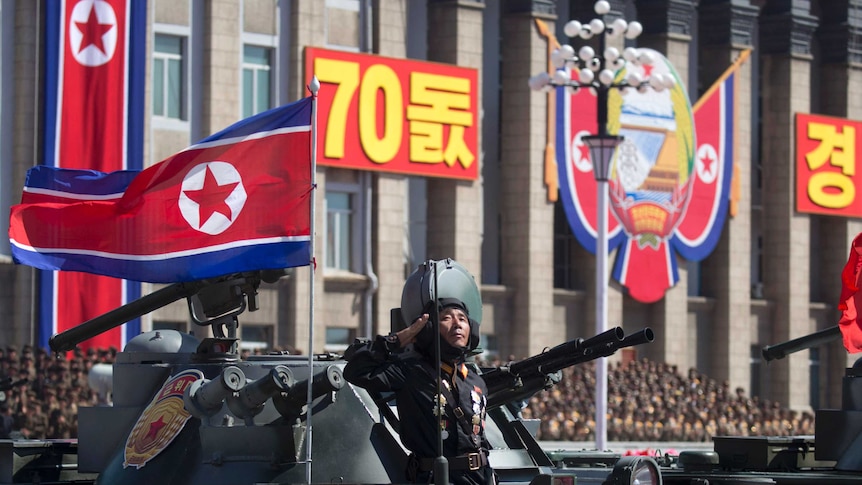 The parade was used to mark North Korea's 70th anniversary as a nation.