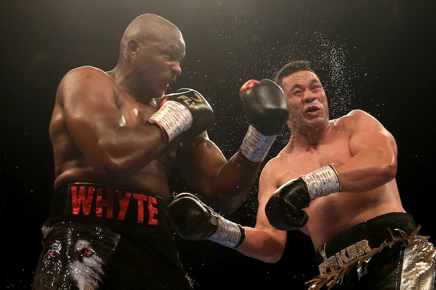 Dillian Whyte punches Joseph Parker in the head