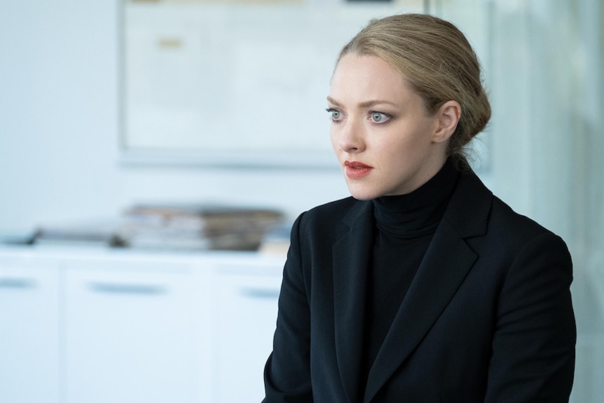 Amanda Seyfried playing disgraced medical entrepreneur Elizabeth Holmes.