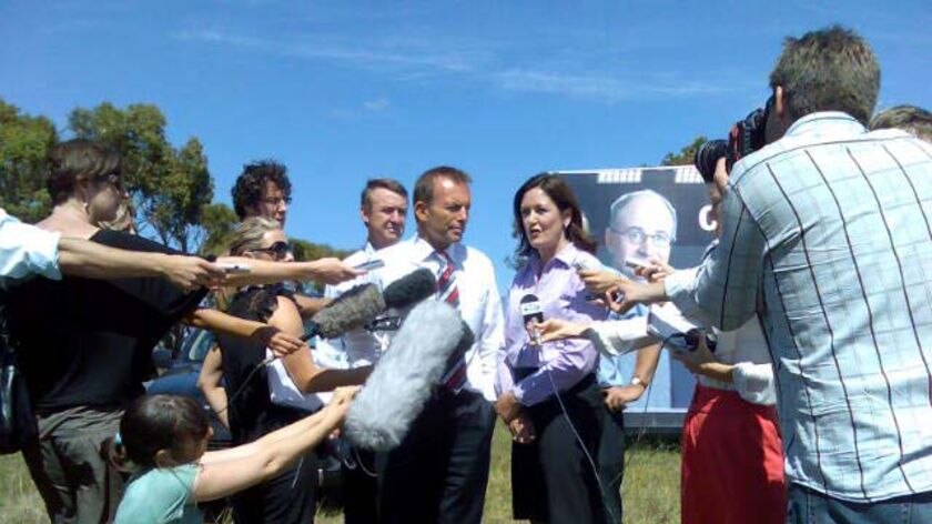 Near miss: Tony Abbott held a press conference after the incident.