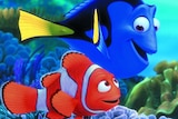 Finding Nemo characters Dory and Marlin, played by Albert Brooks and Ellen Degeneres.