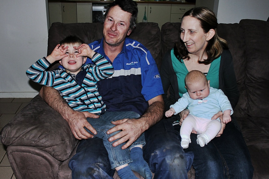 Dana Stephens-Cook, with baby Lily, husband Jason, and son Lachlan