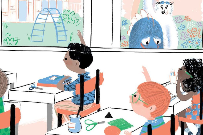 An illustration of students sitting in a classroom