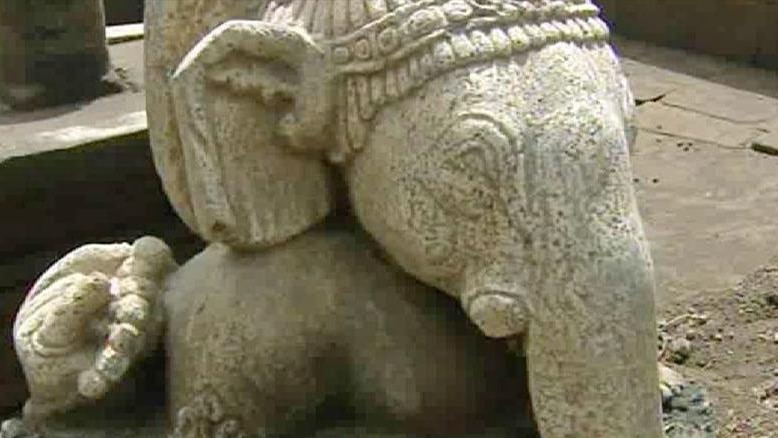 An unearthed statue of Ganesha