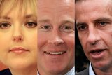 LtoR Tasmanian Premier Lara Giddings, Liberal Leader Will Hodgman, and Greens Leader Nick McKim.