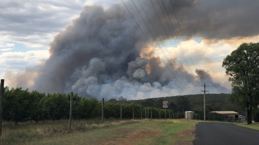 Smoke rising from Mulgoa bushfire in Sydney's west.