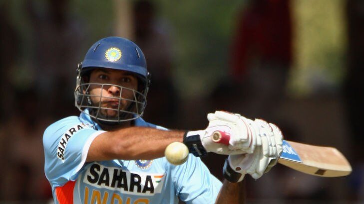Yuvraj Singh belted a 64-ball century despite a back injury.