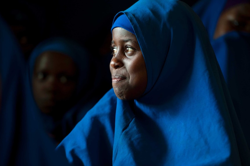 A girl at school in war-devastated Somalia