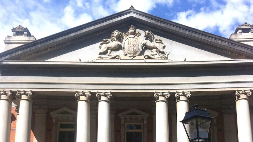 The columns of the front of the Supreme Court building in Perth