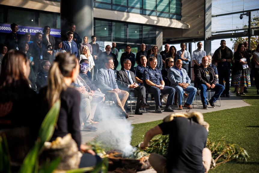 A smoking ceremony at the Yoorrook Justice Commission.